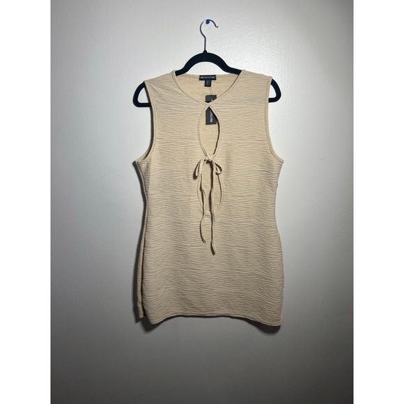 Pretty‎ Little Thing Shape Stone Textured Cut Out Tie Detail Bodycon Dress sz 14 - Picture 1 of 7